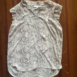 Loft flutter sleeve tie neck blouse